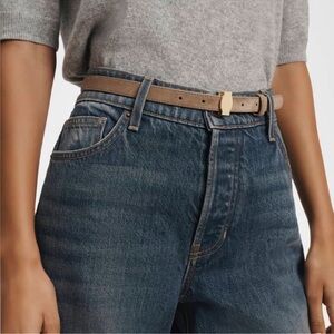 NWOT Veronica Beard Dash Suede Narrow Belt in Bark Brown Women’s Sz Small